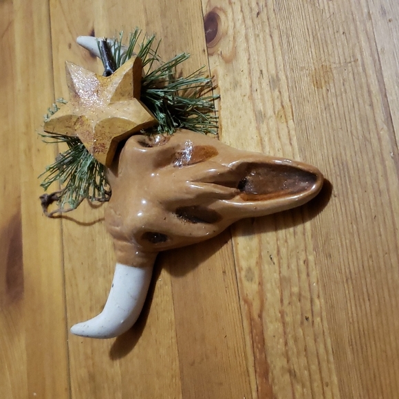 Steer Skull W/⭐ 5" Heavy Quality Pottery Ornament/Wall Decoration New! - Picture 2 of 3